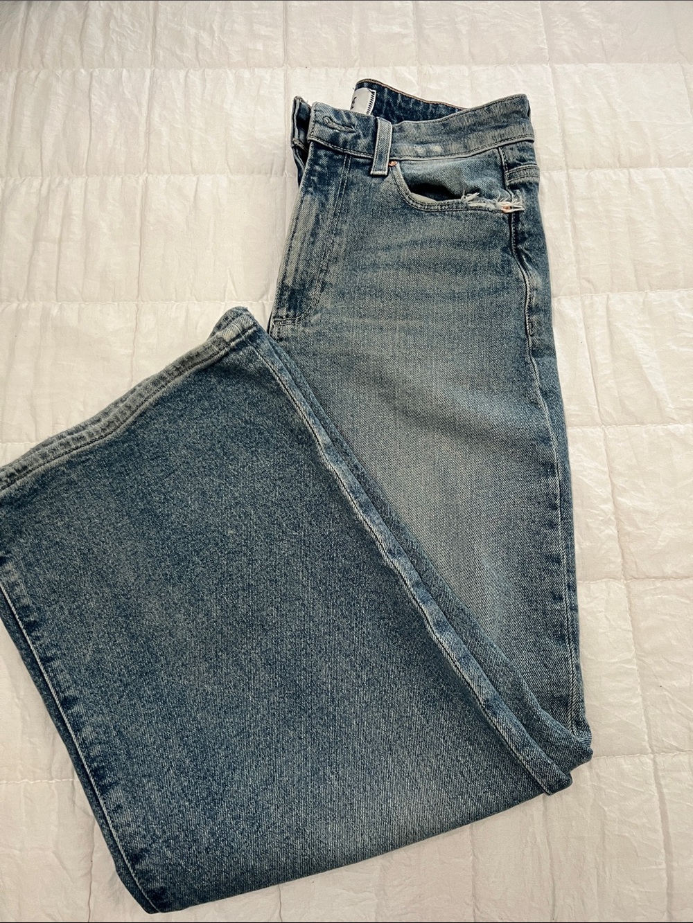 PAIGE anessa Light Wash High-Rise wide leg Jeans